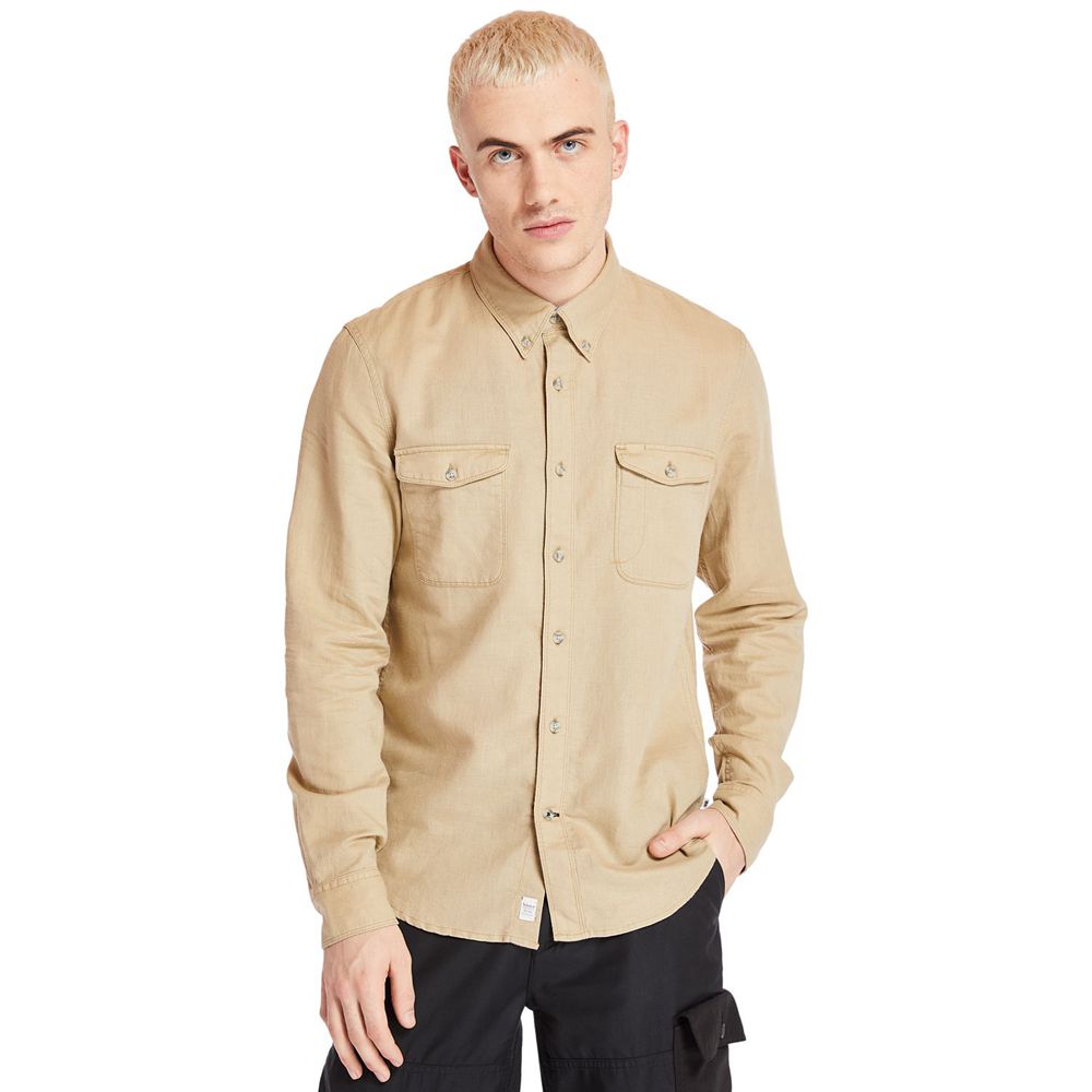 Camisa Timberland Hombre Slim Fit Mill River Cargo Kaki - Chile ZEP-469258